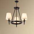 Silva Vintage Ring Chandelier — Metal and Fabric Accents, Black and Copper