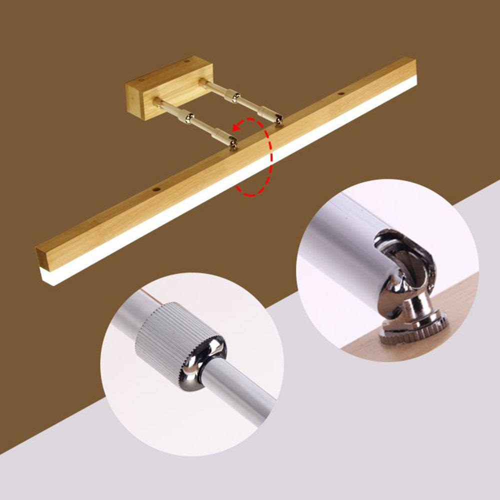 Muto Classic Wood Wall Lamp — Stretchable Vanity Mirror, Dimmable Three-Color Lighting