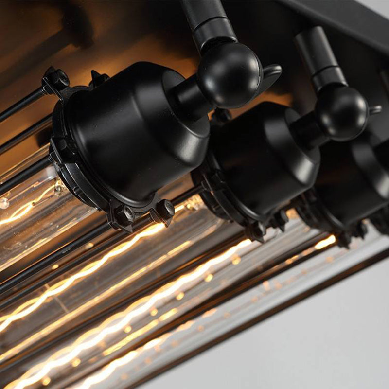 Vintage trubicové kovové přisazené stropní svítidlo Austin — černé, IP20 do interiéru
