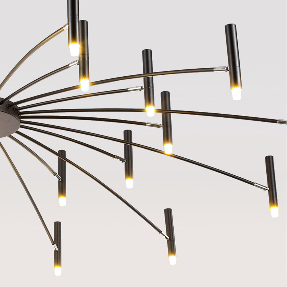 Arisha Modern Linear Metal Chandelier — Multi-Head Blown Design