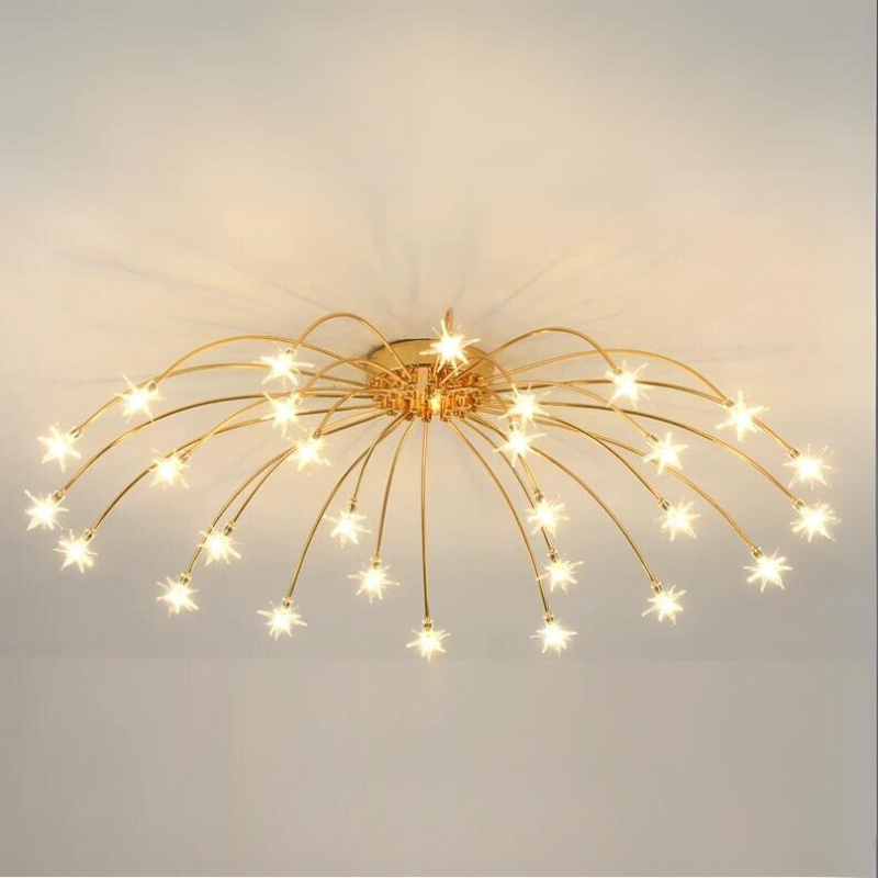 Arisha art déco-taklampa med stjärnmönster — täckning på 10-15㎡, varm belysning
