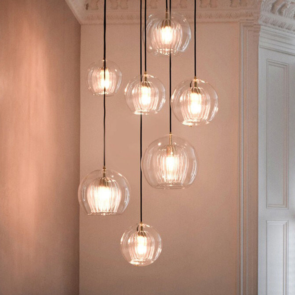 June hanglamp met transparante en amberkleurige glazen bol