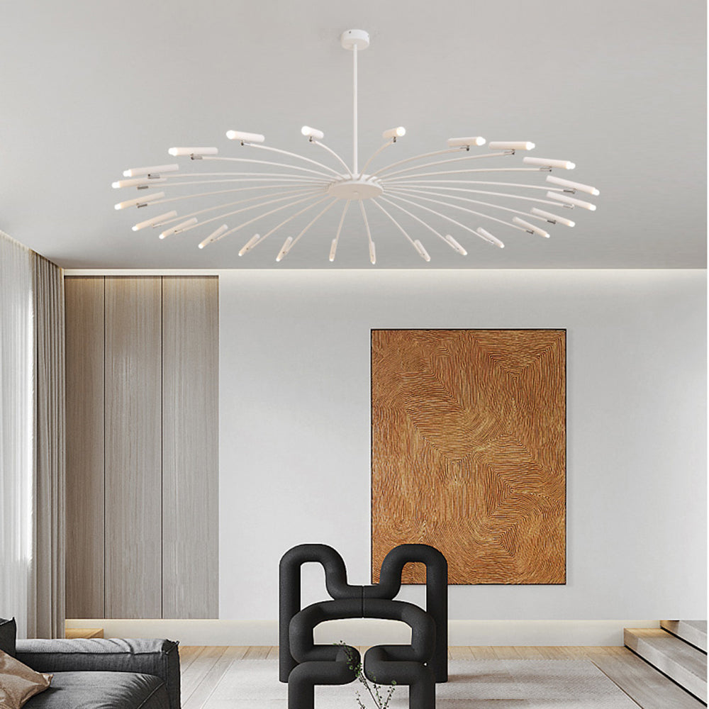 Arisha Modern Linear Metal Chandelier — Multi-Head Blown Design
