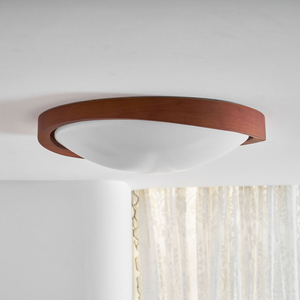 Curved Edge Walnut Ceiling Light