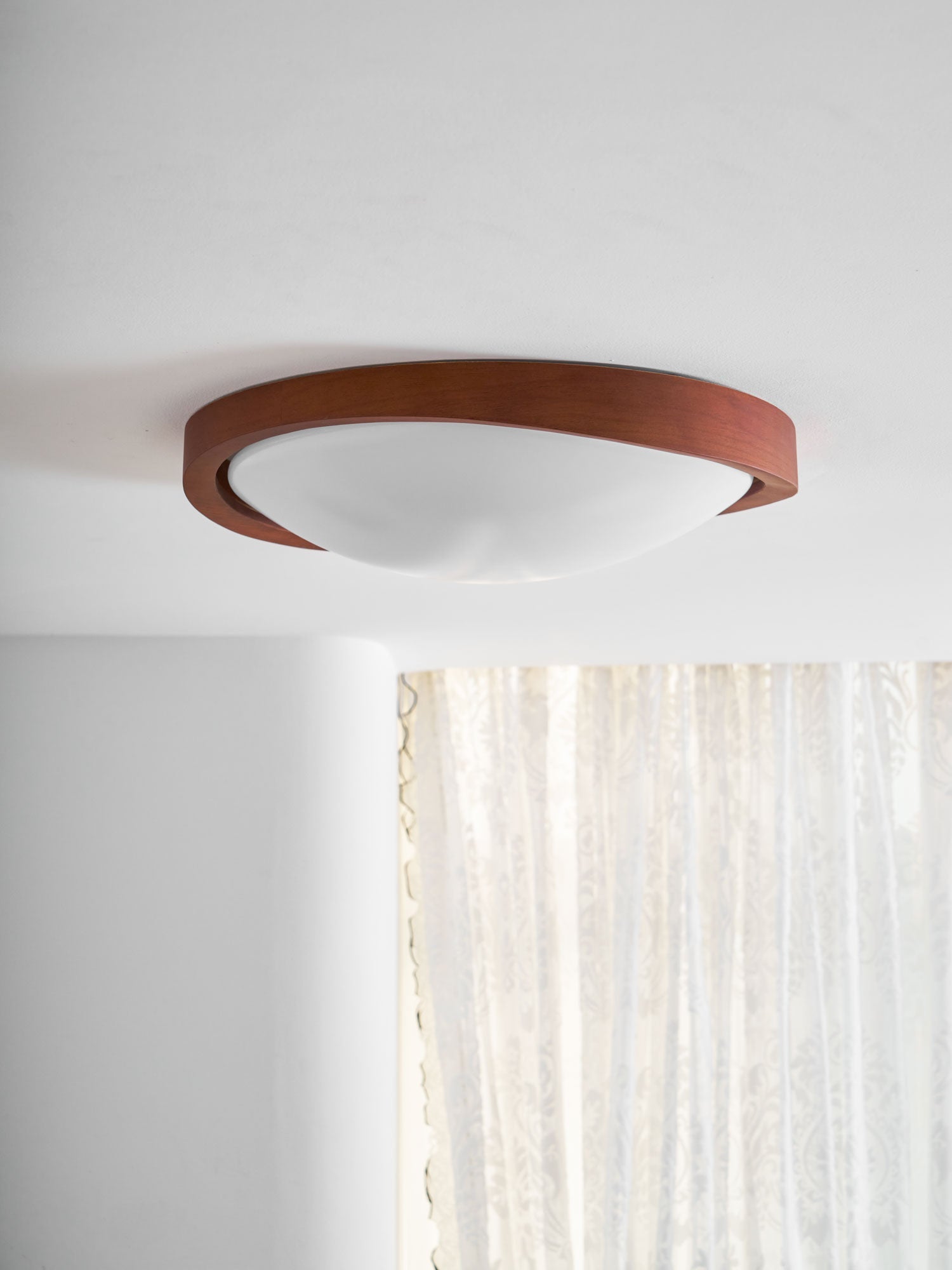 Curved Edge Walnut Ceiling Light