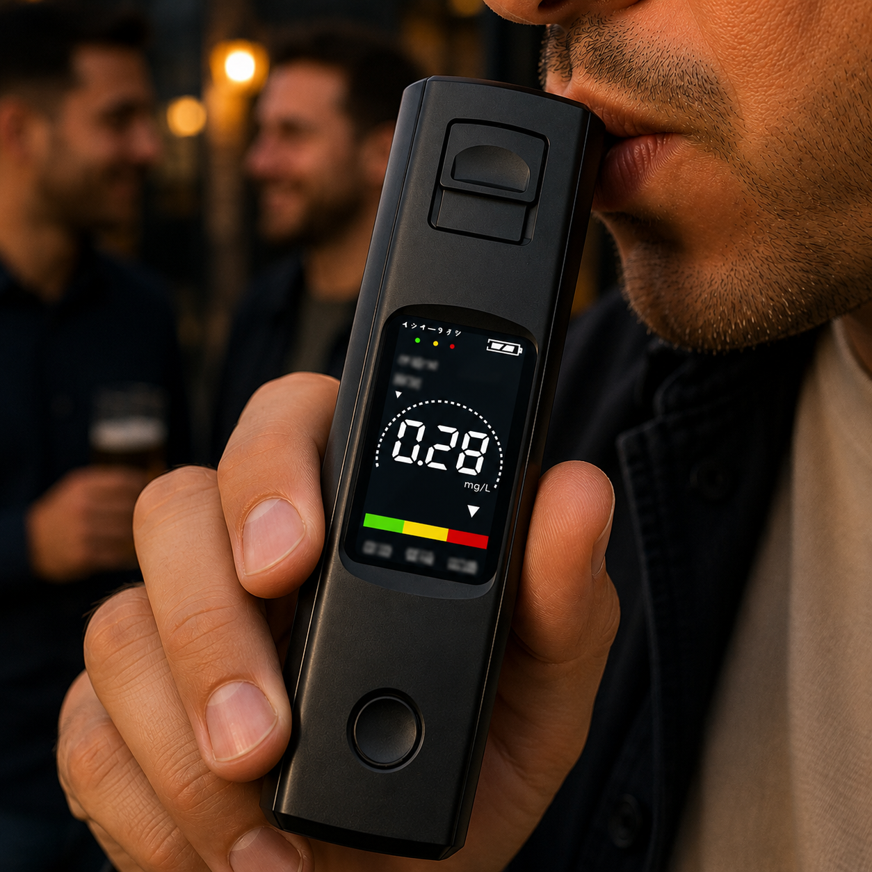 Digitální alkoholtester - 0,000–0,199 % BAC - vysoce citlivý senzor - dobíjecí přes USB-C