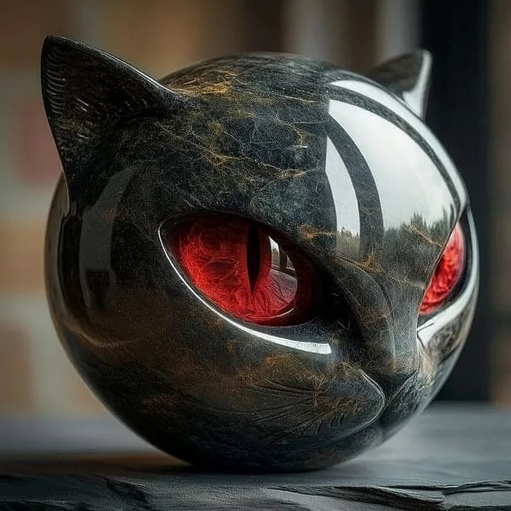 Luna Craft NoirCat Skulptur Sort Kattehoved med Hypnotiske Øjne