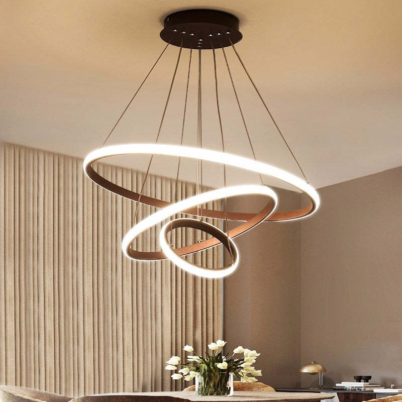 Zin Modern Ring Pendant Light — DImmable Ceiling Fixture, 2/3/4 Rings