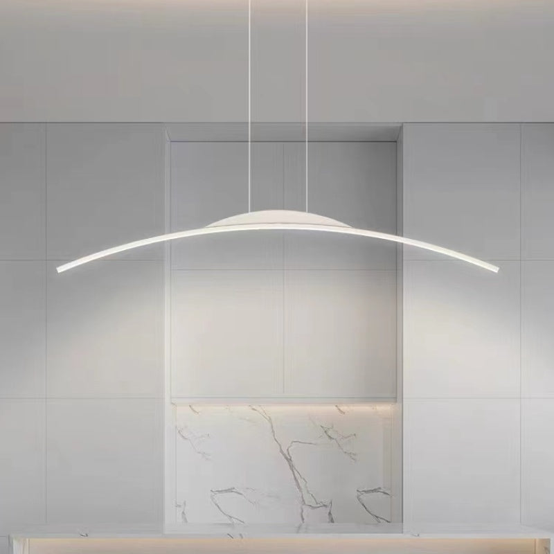 Floa Minimalist Linear Pendant Light — Remote Control, Metal Arc Design