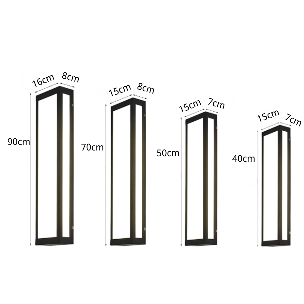 Obdélníkové nástěnné LED svítidlo Wealy — moderní venkovní design