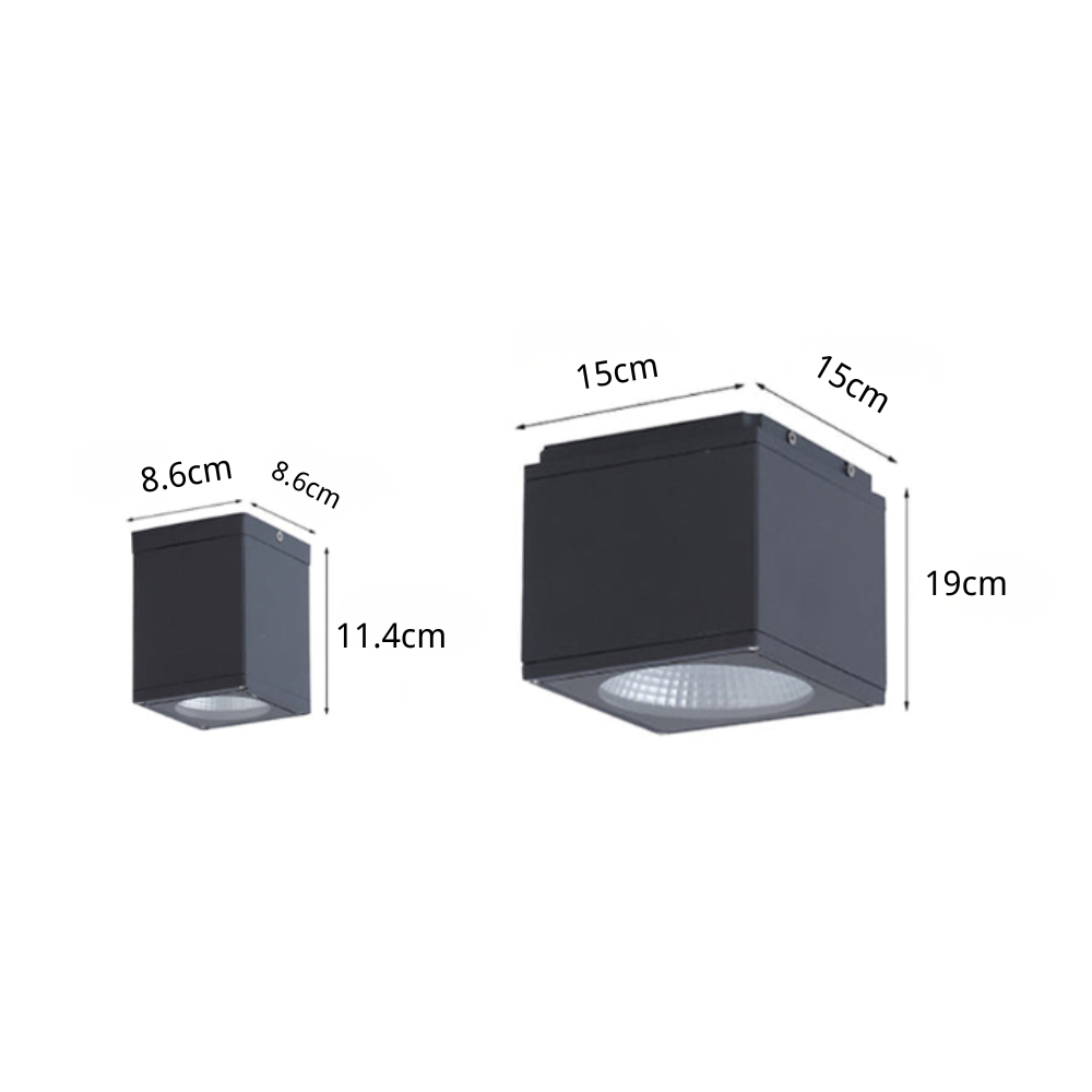 Minimalistické čtvercové voděodolné stropní LED svítidlo — integrovaná montážní deska