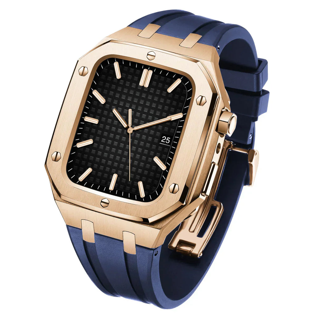 AP9009 silikonový řemínek s pouzdrem z nerezové oceli 316L pro Apple Watch
