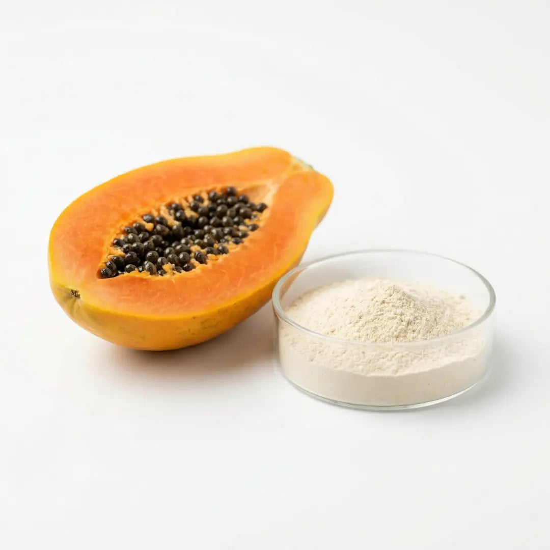 Papaya half with papain powder