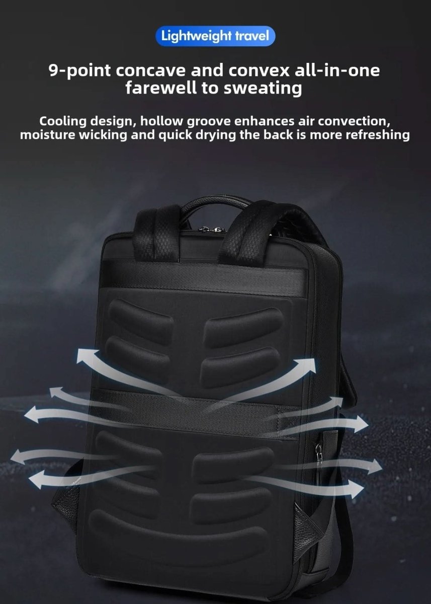 Zaino elegante in pelle con porta USB per laptop da 15.6 pollici, unisex