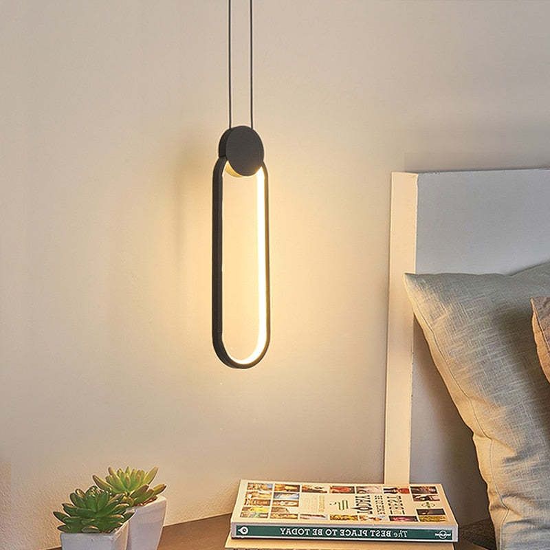 Doria Modern LED Pendant Light Black/White Metal Living Room - Lamp Outdoor