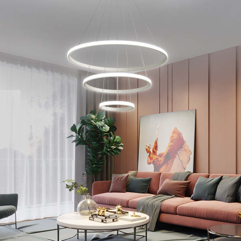 Zin Modern Ring Pendant Light — DImmable Ceiling Fixture, 2/3/4 Rings