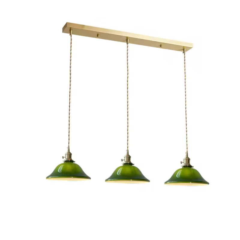 Valentina Rustykalna vintage lampa wisząca LED — zielone szkło, miedziana rama