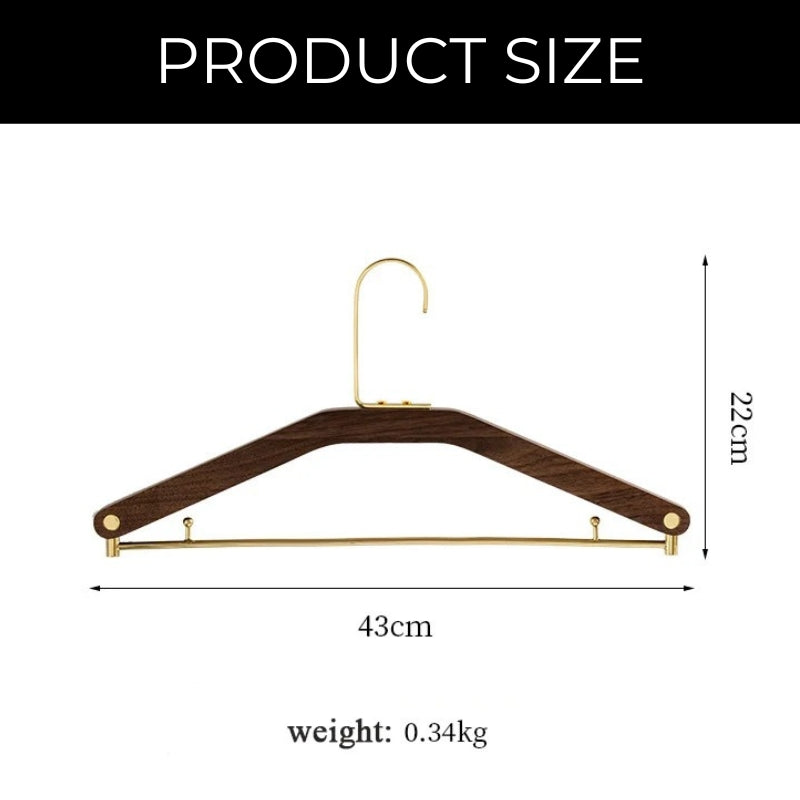 Diófa és sárgaréz ruhafogas tároló