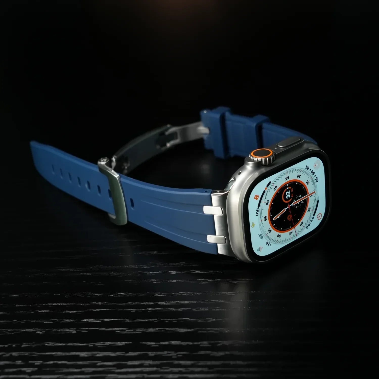 高級APメタルヘッドバタフライバックルシリコンバンド Apple Watch用