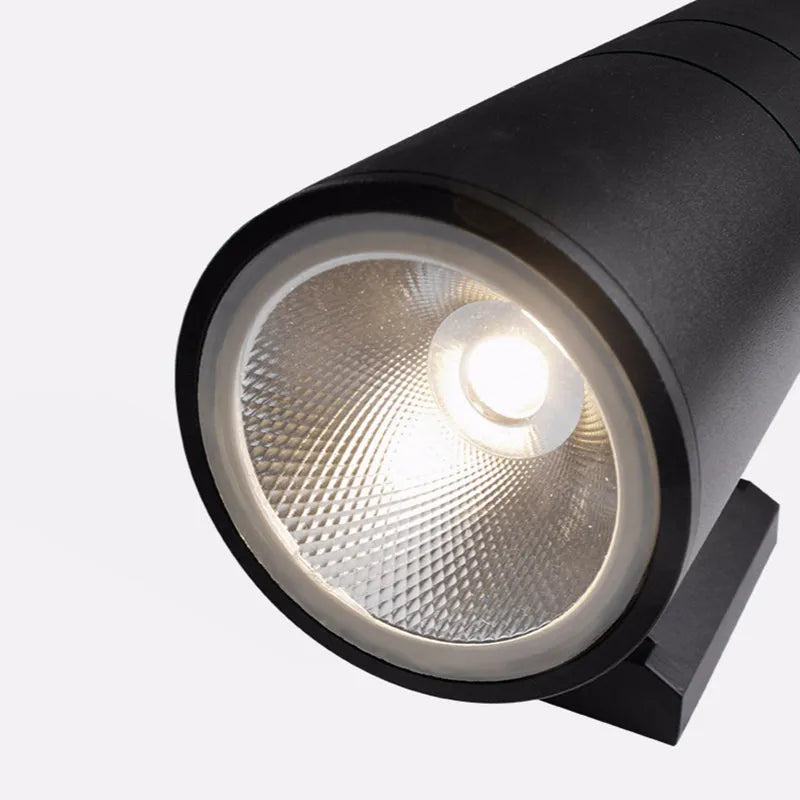 Lampada da parete per esterni Kren in metallo minimalista a doppio braccio, nera – 2 luci LED