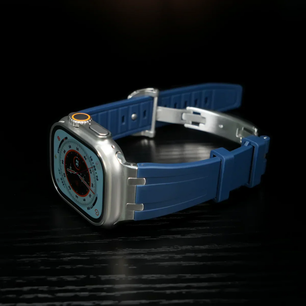 高級APメタルヘッドバタフライバックルシリコンバンド Apple Watch用