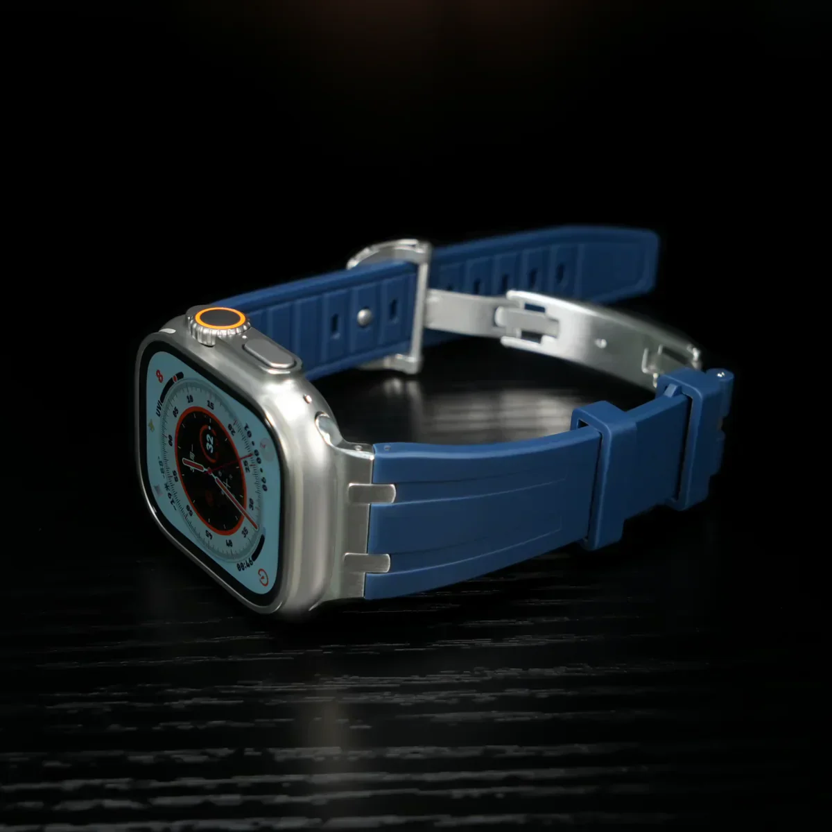 高級APメタルヘッドバタフライバックルシリコンバンド Apple Watch用