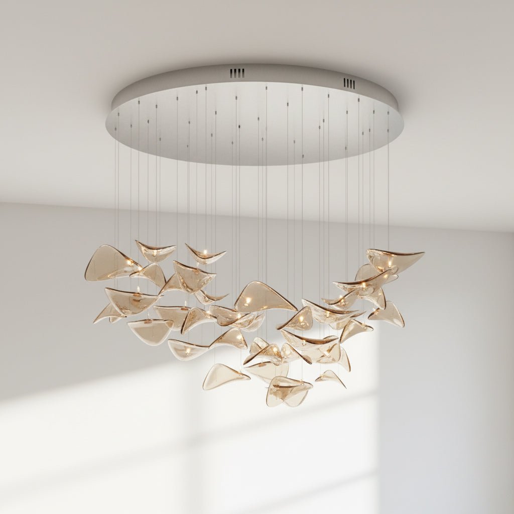 Wave flydende blad-lysekrone — skulpturel loftsophængt lampe