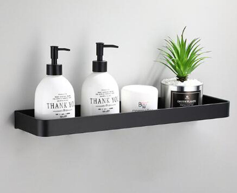 Kellan｜壁掛け式ブラックバスルームラック（スペースアルミニウム製）｜Orntli