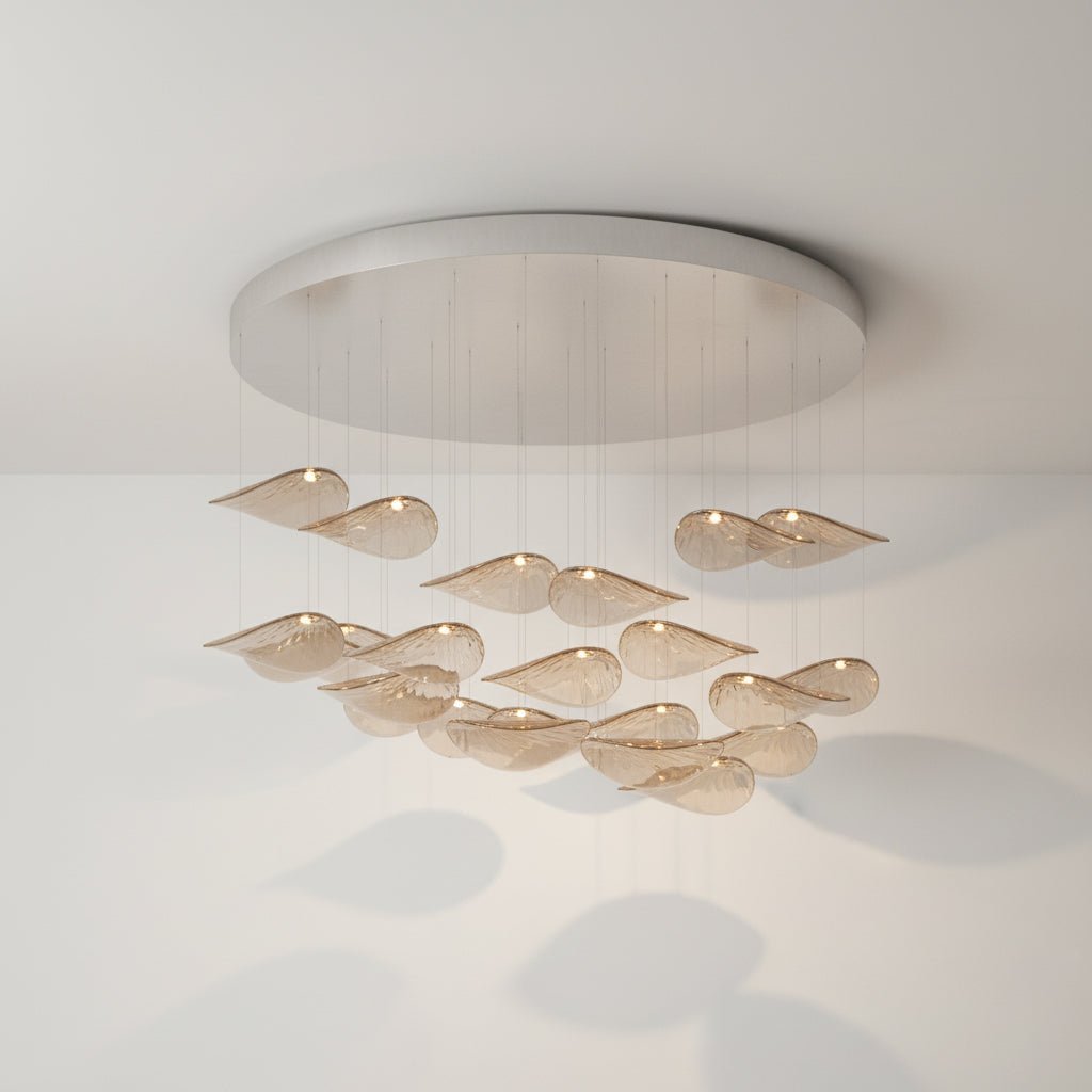 Wave flydende blad-lysekrone — skulpturel loftsophængt lampe