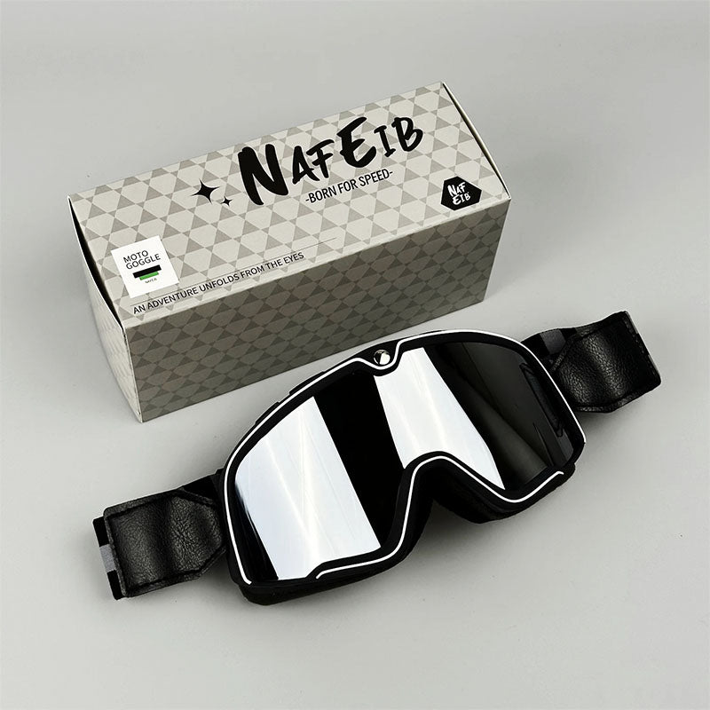 Retro motorbril - past over een bril heen