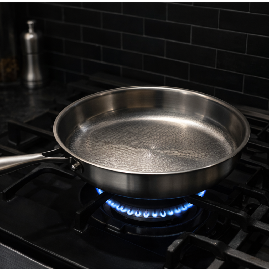Hammered Titanium Frying Pan 28 cm – Coating-Free, Induction & Oven Safe