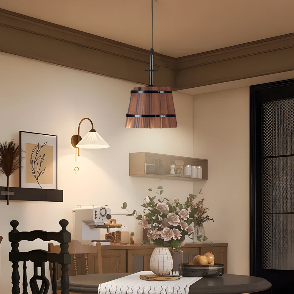 FlintHollow Bucket Wood Pendant Light for Bars and Kitchens