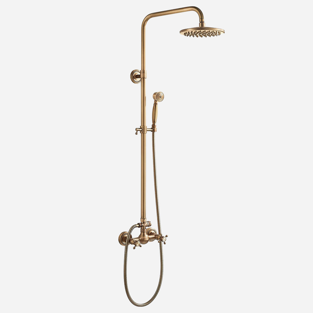 Kit de Duche de Latão Ajustável em Bronze Antigo para Montagem na Parede