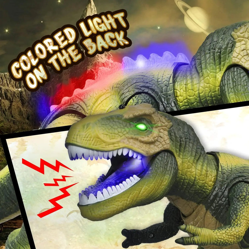 שלט רחוק דינוזאור טי-רקס עם אורות לד, צעידה ונהימה צעצועים מציאותיים