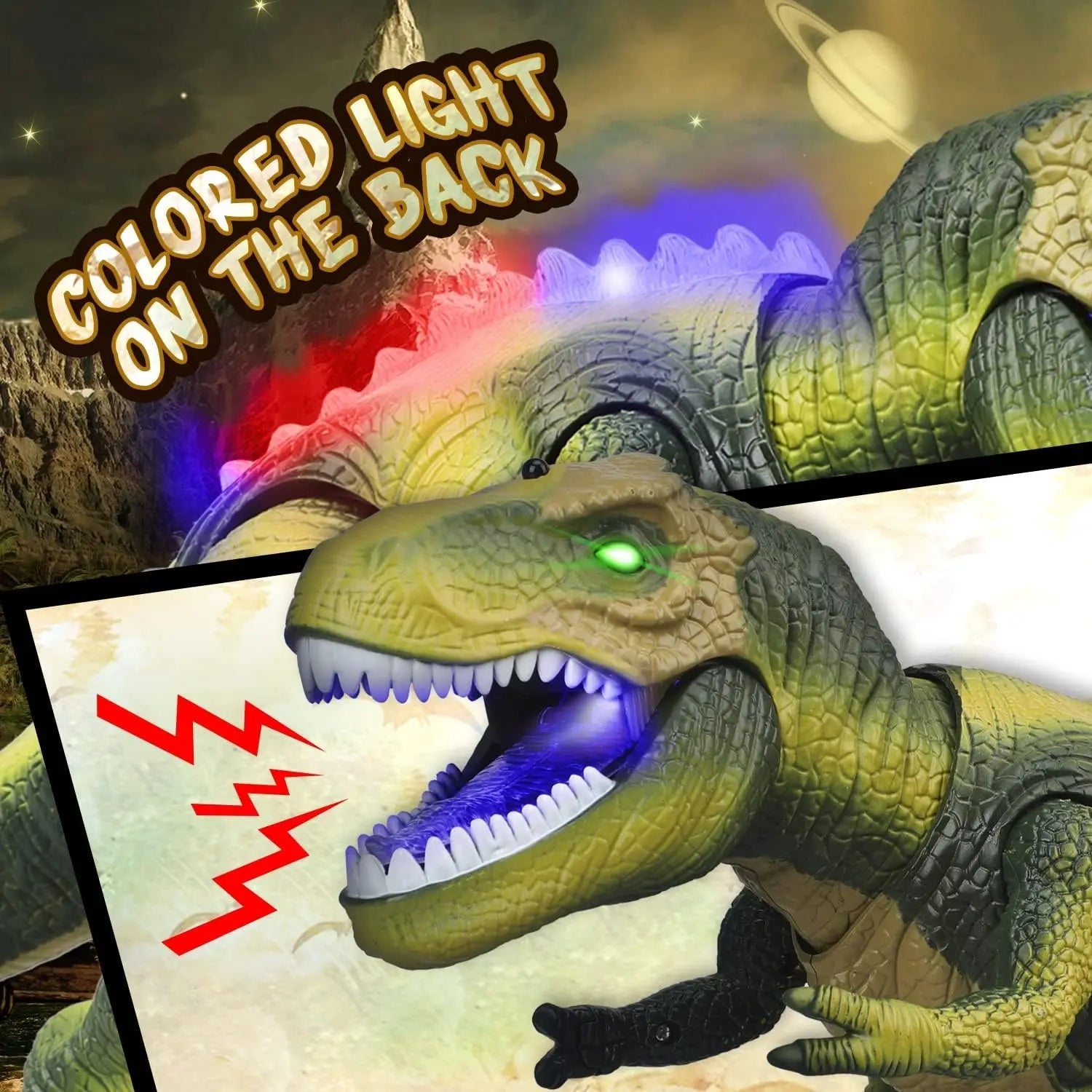 שלט רחוק דינוזאור טי-רקס עם אורות לד, צעידה ונהימה צעצועים מציאותיים