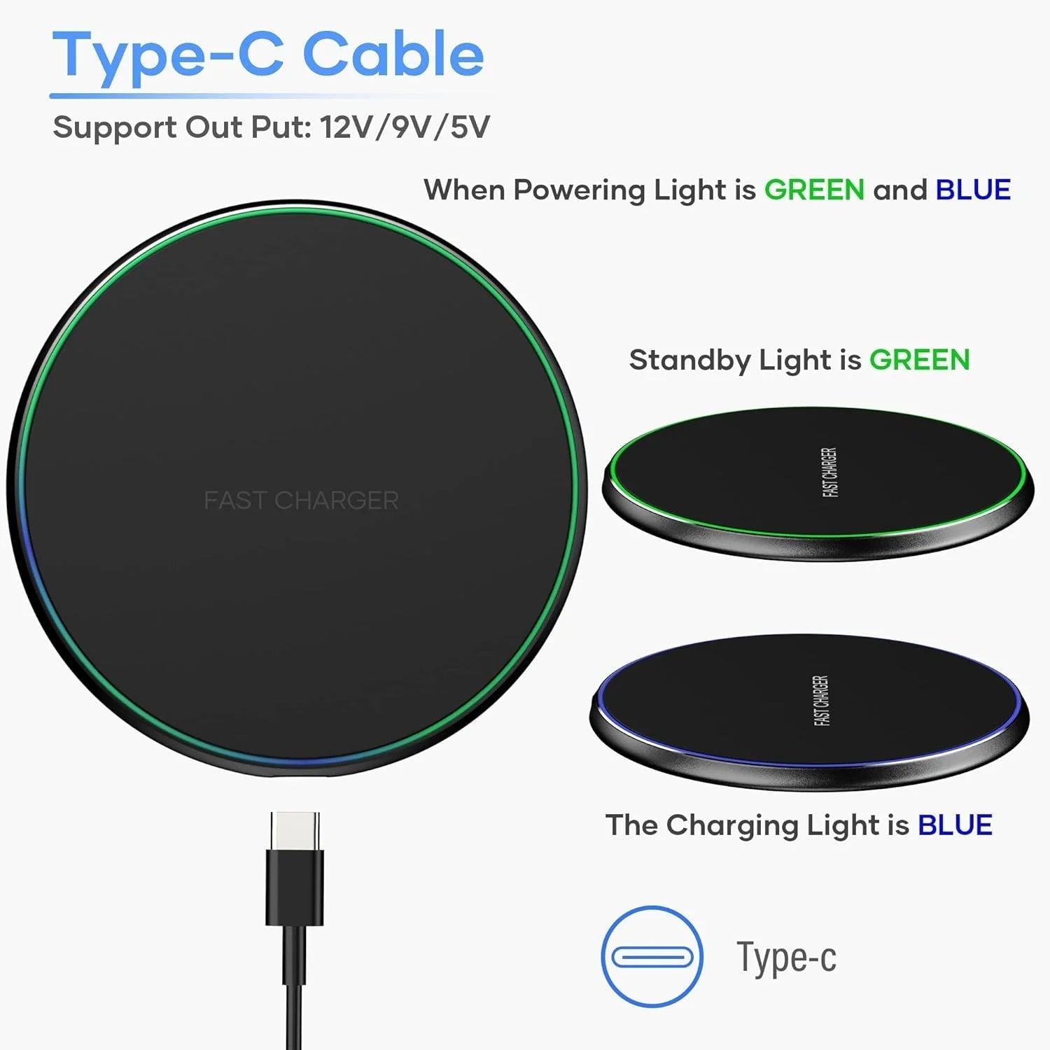 Carregador Sem Fios de Indução Rápida 15W Almofada Para iPhone e Android, Design Sem Cabos
