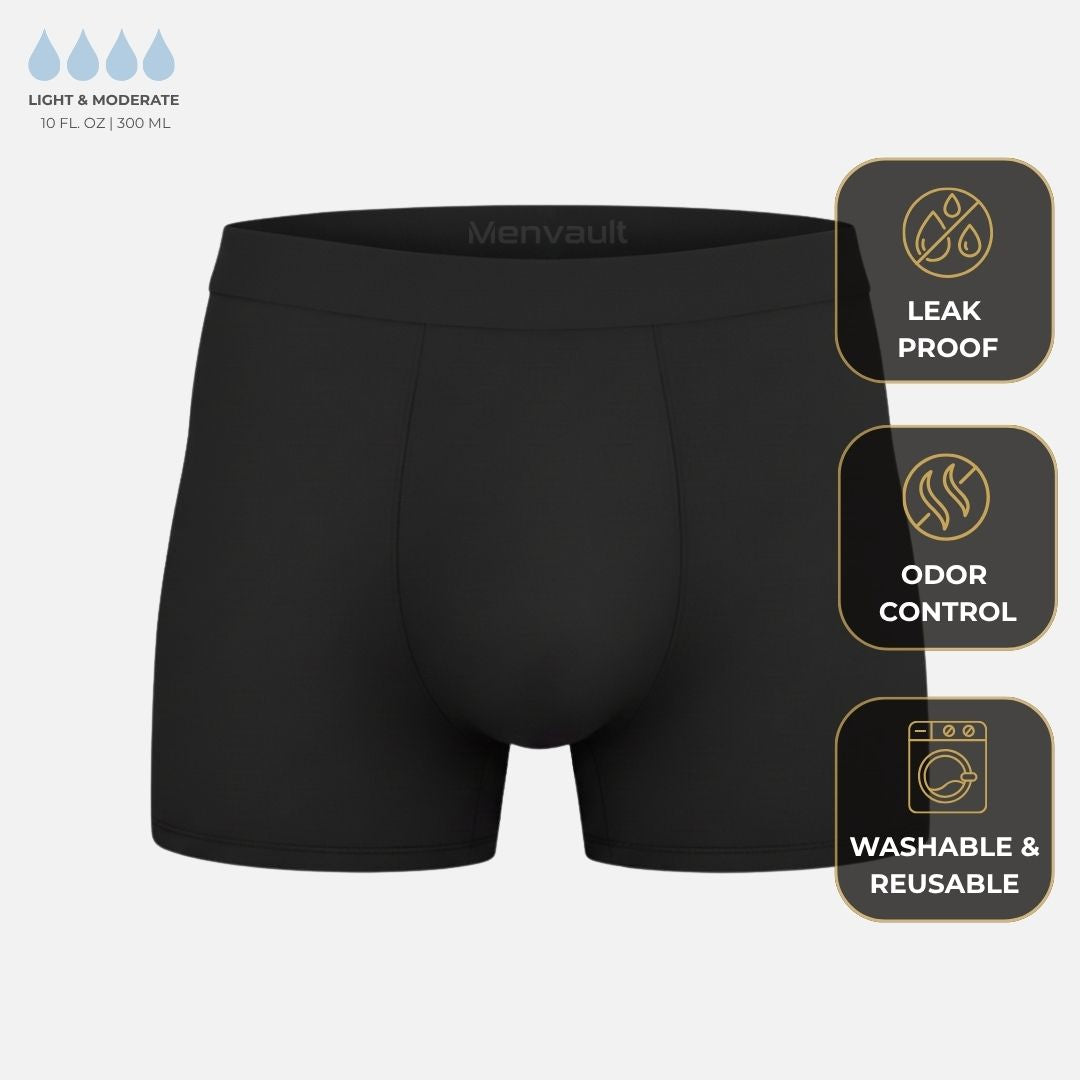 Férfi nedvszívó, szivárgásmentes boxeralsó – mosható, újrahasználható, S–8XL