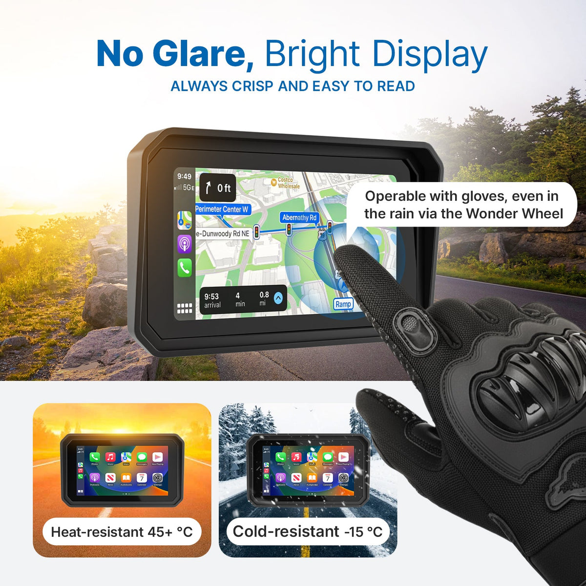 Smart motorcykeldisplay 6"/7" – trådlös telefonspegling, livedata från motorcykeln, IP68
