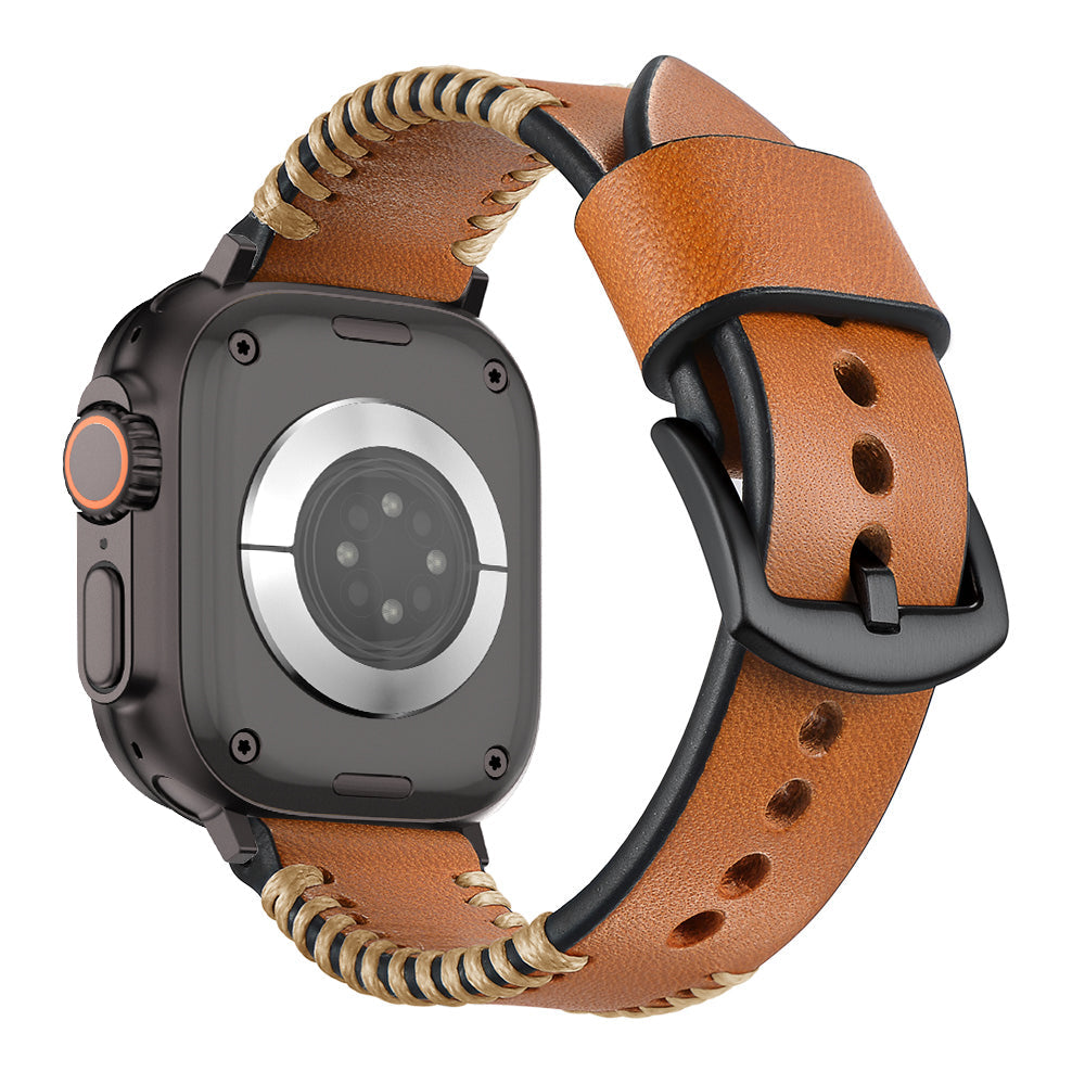 Tali Jahitan Tangan Kulit Untuk Apple Watch