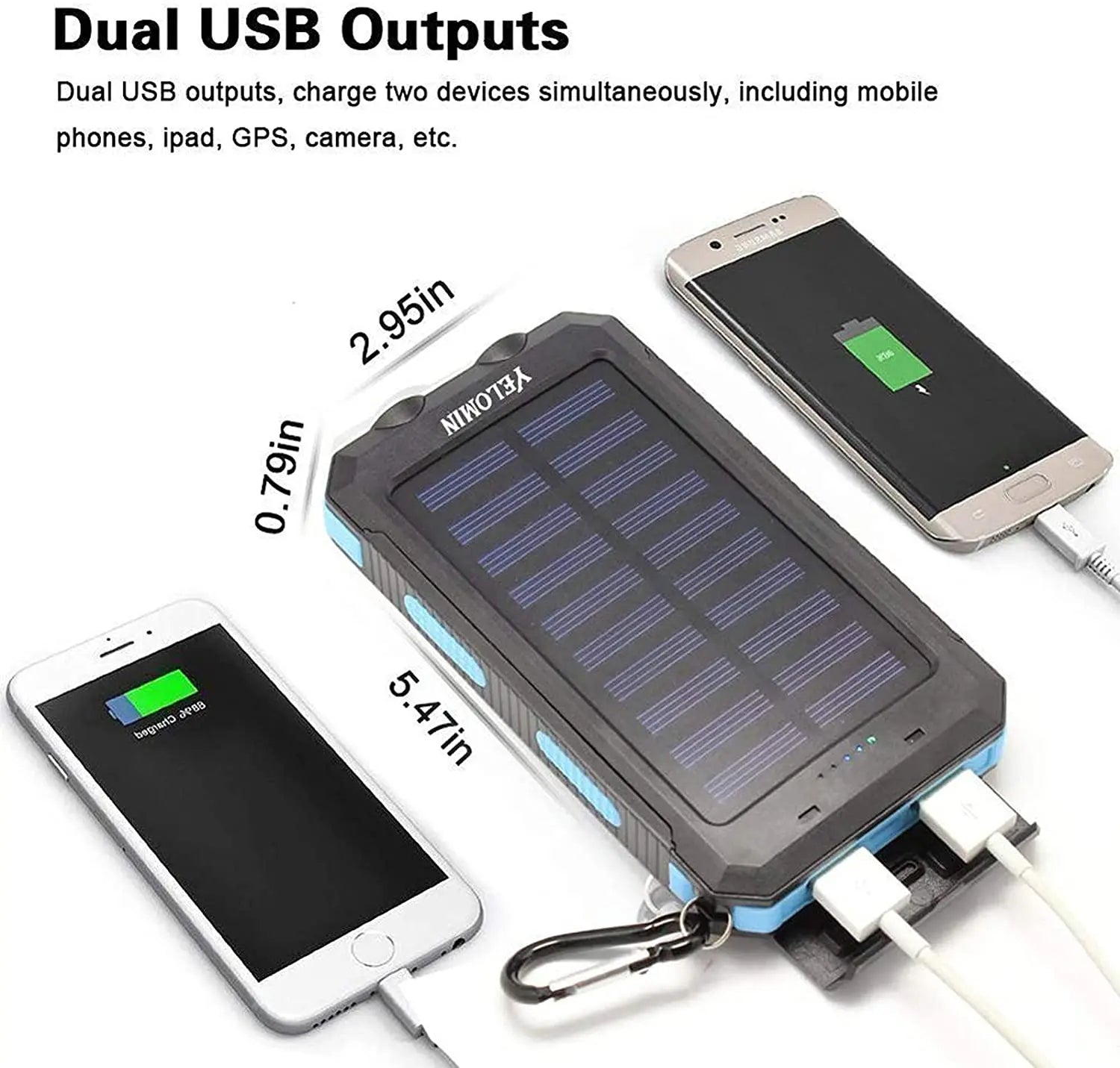 IP67防水 太陽光発電 携帯用蓄電池 500000mAh