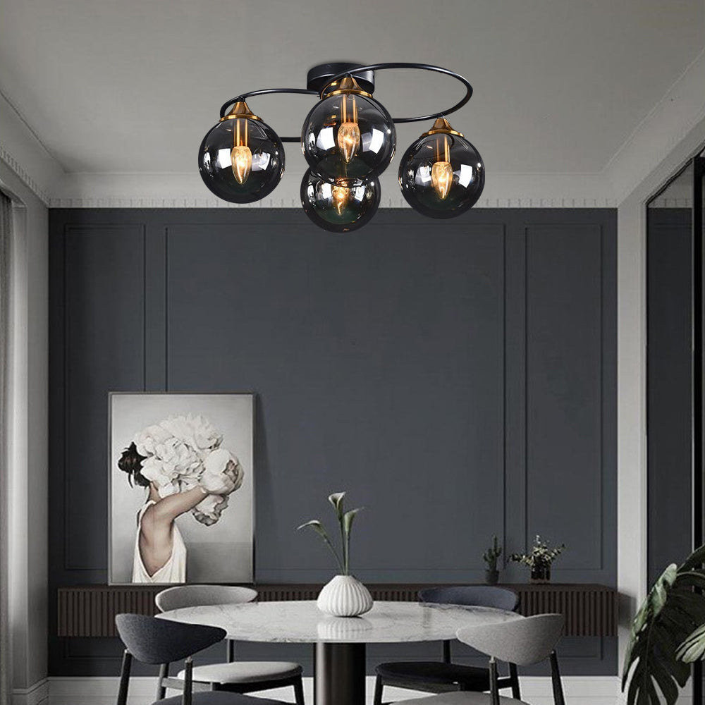 Ardentra vintage kerek füstös üveg gömb csillár lámpatest