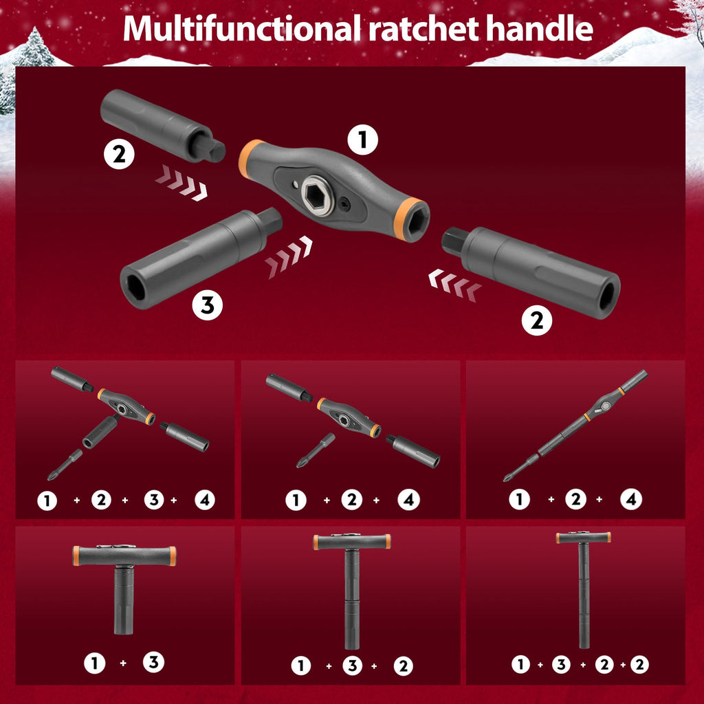 42-in-1 Magnetic Ratcheting Screwdriver Set – S2 Steel Bits, Compact Case