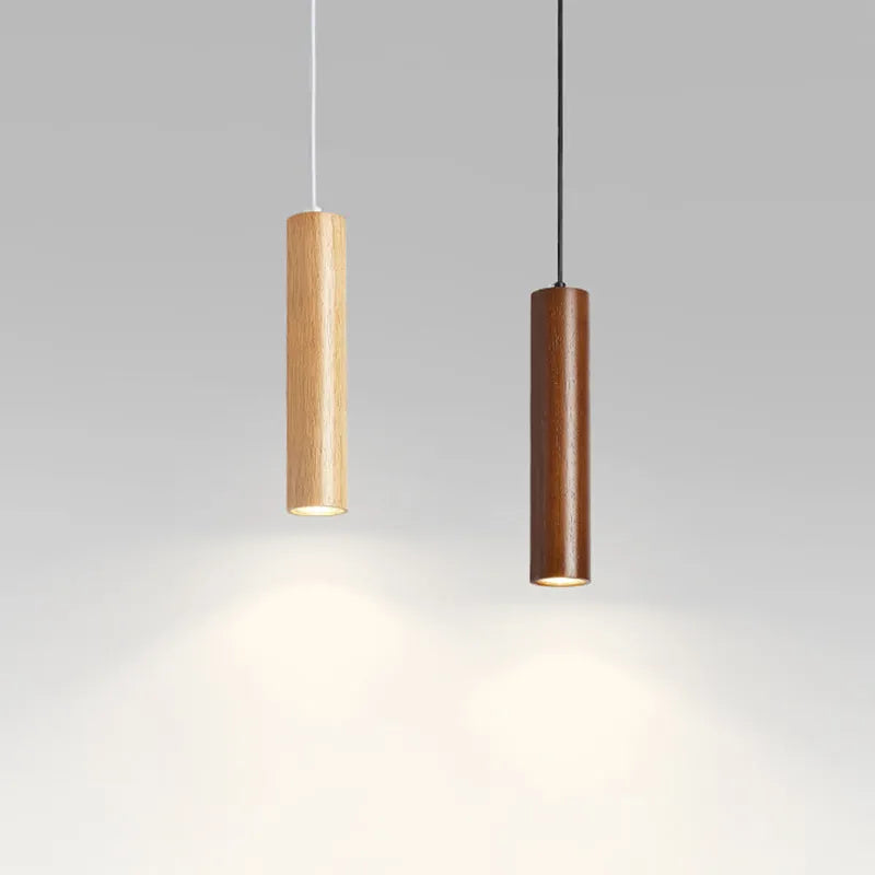Suspension cylindrique en bois Muto — ampoule LED blanc chaud incluse