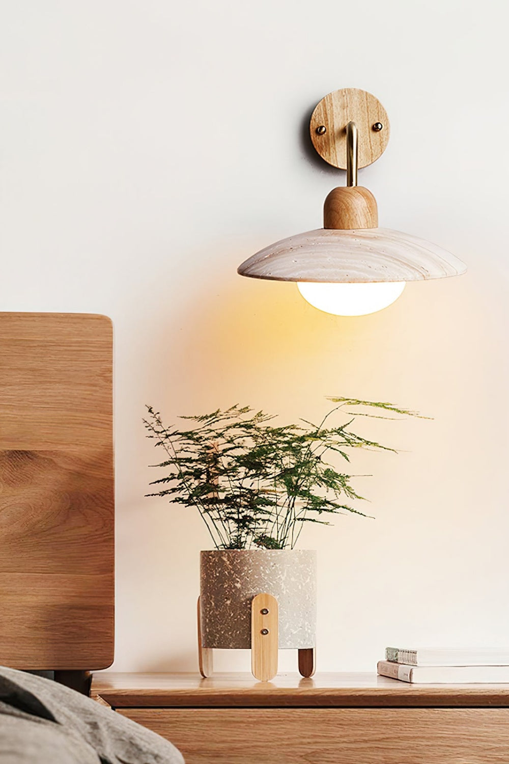 Lunara Travertine Disc Wall Light for Modern Interiors