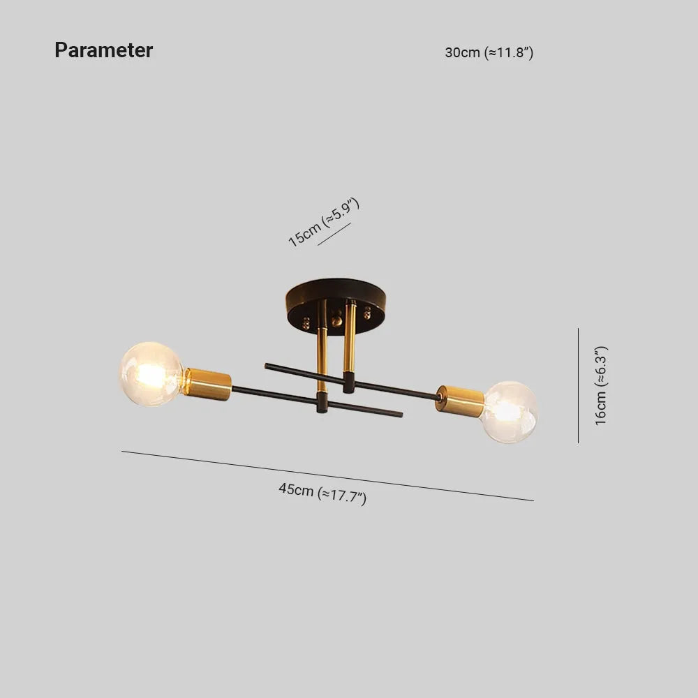 Candeeiro de teto Valentina tipo globo, de montagem rente — Design moderno em metal e vidro