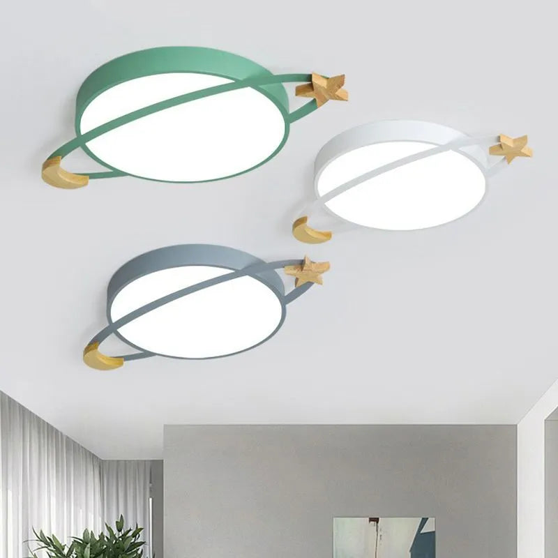 Arisha moderne rund plafond — tre farveskift, grå/hvid/grøn