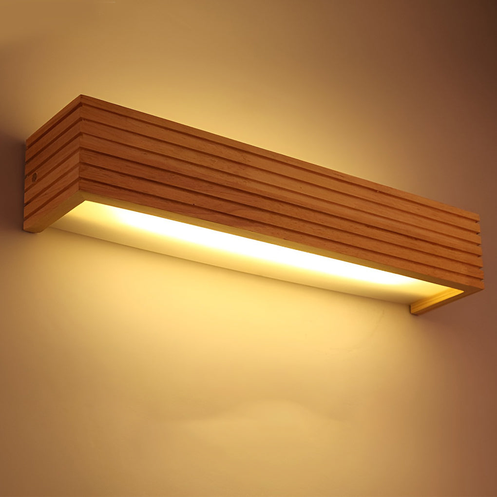 GlowWood – obdélníkové voděodolné LED osvětlení zrcadla v severském stylu na stěnu