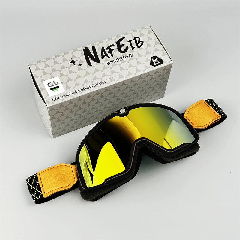 Retro motorbril - past over een bril heen