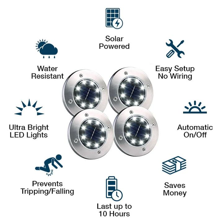 12 LED Solar Ground Lights Outdoor Waterproof For Garden Path