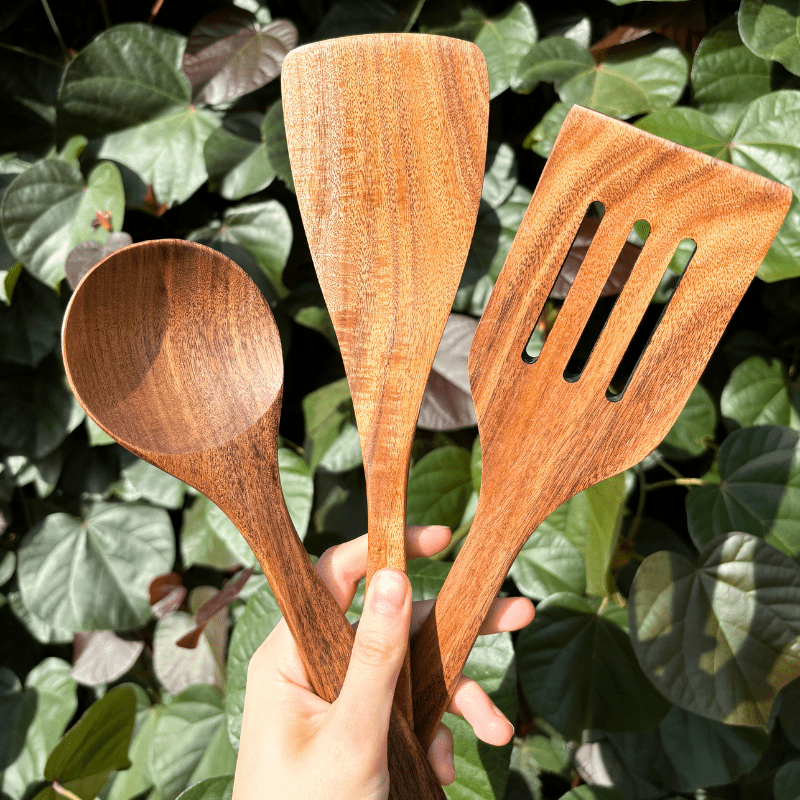 NatureLeaf Durable Wooden Cooking Utensil Set For Health Conscious Home Cooks